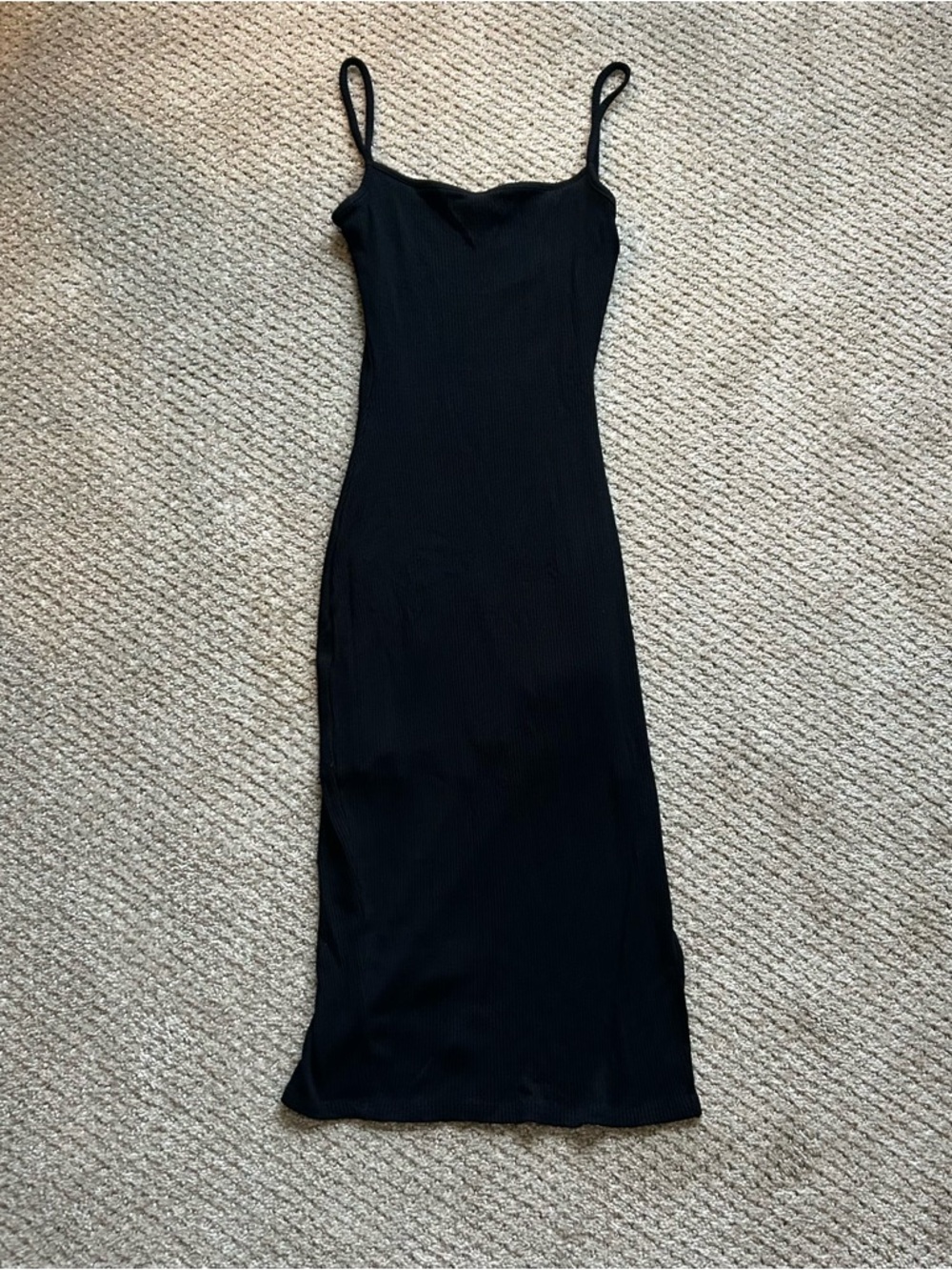 Windsor Ribbed Dress With Slit Black Size: Small